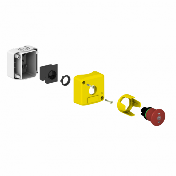 Harmony - boîte 1 trou - 1 bouton-poussoir coup de poing - opérateur : rouge sans repérage - 1O - contacts à action dépendante - visuel 1