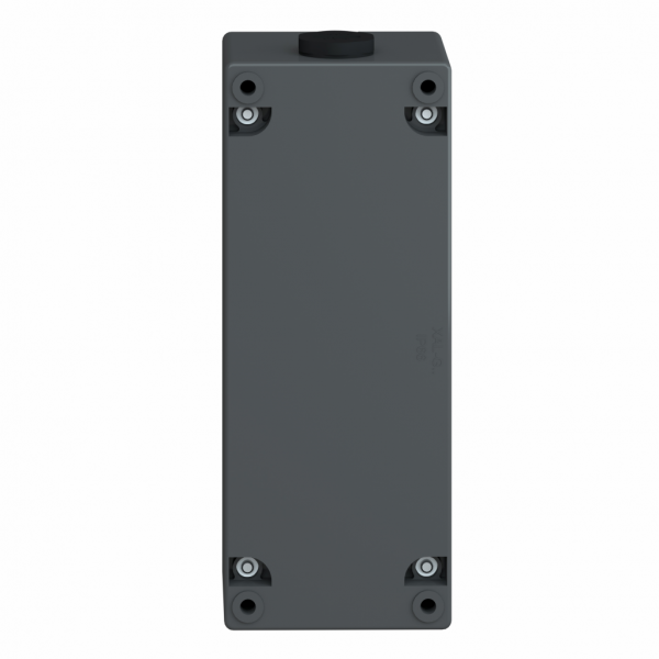 Harmony XALG - boîte à boutons vide - plastique - 3 perçages horizontaux - H72mmxL180mmxP65mm (hors tout CAO) - IP66, IP67, IP69, IP69K - couleur base boîtier et capot : noir (RAL 9005) - pour unités de commande et signalisation XB5 Ø 22 mm - visuel 2