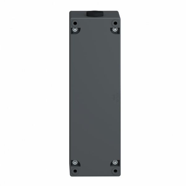 Harmony XALG - boîte à boutons vide - plastique - 5 perçages horizontaux - H72mmxL224mmxP65mm (hors tout CAO) - IP66, IP67, IP69, IP69K - couleur base boîtier et capot : noir (RAL 9005) - pour unités de commande et signalisation XB5 Ø 22 mm - visuel 2