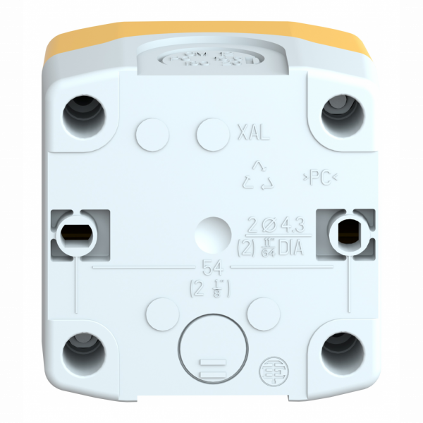 Harmony XAL - boîte 1 trou Ø22 - couvercle jaune - fond gris clair - IP66, IP67, IP69, IP69K - couleur base du boîtier : gris clair (RAL 7035) - couleur du capot : jaune (RAL 1021) - pour unités de commande et signalisation XB7 Ø 22 mm - visuel 2