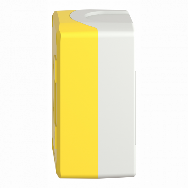 Harmony boîte - 2 trous - IP66, IP67, IP69, IP69K - couleur base du boîtier : gris clair (RAL 7035) - couleur du capot : jaune (RAL 1021) - pour unités de commande et signalisation XB5 Ø 22 mm - fonction coupure et arrêt d'urgence - visuel 4