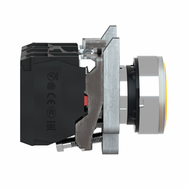 Harmony XB4 - bouton poussoir lumineux LED - 1F+1O - orange - Ø22 - 110VAC - rond - rappel à ressort - H47mmxL30mmxP101mm - IP66, IP67, IP69 - source lumineuse : LED universelle - visuel 1