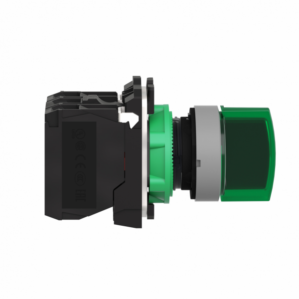 Harmony - sélecteur allumé - H42mmxL30mmxP70mm - IP66, IP67 - diamètre de fixation : 22mm - tension d'alimentation : 24 V CA/CC à 50/60 Hz - 1O + 1F - visuel 3