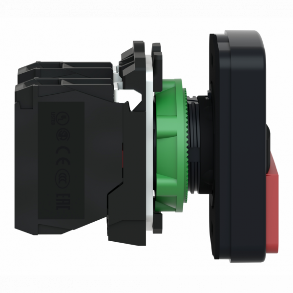 Harmony - bouton-poussoir Ø22mm double touche, ressort de rappel vert + rouge - H50mmxL30mmxP59mm - diamètre de fixation : 22mm - plastique gris foncé - 1 bouton affleurant - 1 bouton dépassant - IP67, IP69, IP69K - visuel 3