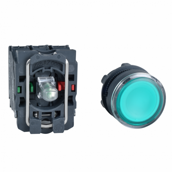Harmony - bouton poussoir lumineux vert Ø22 - impulsion - 240V - 1O+1F - H42mmxL30mmxP57mm - diamètre de fixation : 22mm - collerette : plastique gris foncé - embase de fixation : plastique - IP66, IP67, IP69, IP69K - visuel 4