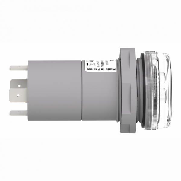 Harmony XB5 - voyant de présence 3 phases - LED - blanches - 400VAC - H65,5mmxL36mmxP77mm - diamètre de fixation : 30mm - collerette : plastique - embase de fixation : plastique - source lumineuse : LED protégée - IP67, IP20 - visuel 3