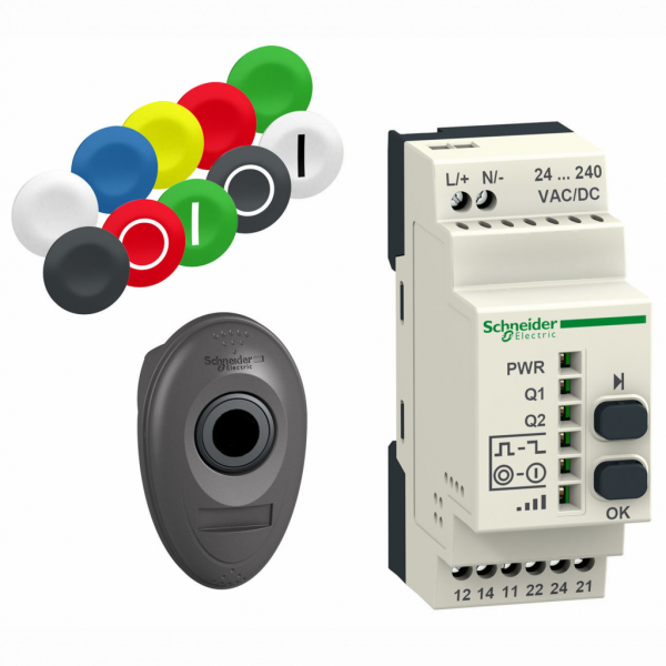 Harmony pack - bouton sans pile & sans fil mobile Ø22 récepteur programmable 24-240Vac - fréquence : 2405 MHz pour transmetteur, 2405 MHz pour récepteur - visuel 1