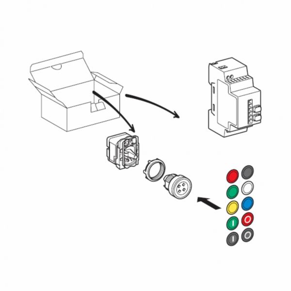 Harmony pack - bouton sans pile & sans fil mobile Ø22 récepteur programmable 24-240Vac - fréquence : 2405 MHz pour transmetteur, 2405 MHz pour récepteur - visuel 3