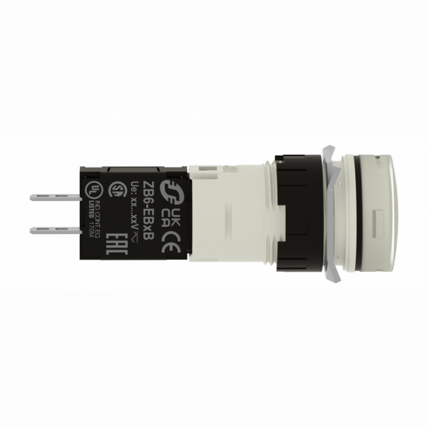Harmony XB6 - voyant rond - Ø16mm - IP65 - DEL intégrée - 24V - cosses - blanc - H18mmxL18mmxP57mm - culot de lampe : tout LED - alimentation du bloc lumineux : direct - visuel 3