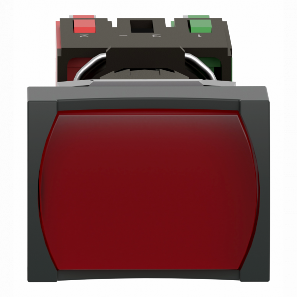 Harmony XB6 - bouton-poussoir lumineux complet - tête rectangulaire - rouge - Ø16 - 24V - 1O+1F - H18mmxL24mmxP57mm - IP65 - accrochage - raccordement : connecteurs Faston, taille de connexion: 2,8 x 0,5 mm - visuel 1