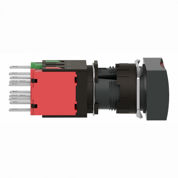 Harmony XB6 - bouton-poussoir lumineux complet - tête rectangulaire - rouge - Ø16 - 24V - 1O+1F - H18mmxL24mmxP57mm - IP65 - accrochage - raccordement : connecteurs Faston, taille de connexion: 2,8 x 0,5 mm - visuel 3