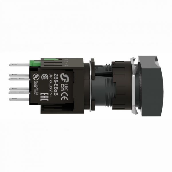 Harmony XB6 - bouton-poussoir lumineux - Ø16mm - à impact affleurant - 24V - 1F - blanc - H18mmxL24mmxP57mm - IP65 - rappel à ressort - raccordement : connecteurs Faston, taille de connexion: 2,8 x 0,5 mm - visuel 3