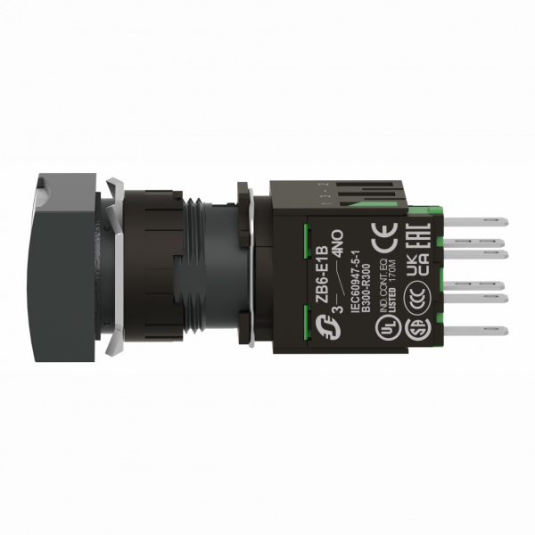 Harmony XB6 - bouton-poussoir lumineux - Ø16mm - à impact affleurant - 24V - 1F - blanc - H18mmxL24mmxP57mm - IP65 - rappel à ressort - raccordement : connecteurs Faston, taille de connexion: 2,8 x 0,5 mm - visuel 4
