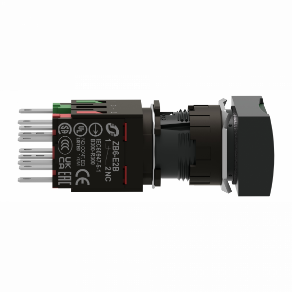 Harmony XB6 - bouton-poussoir lumineux - Ø16mm - à impact affleurant - 24V - 1F - vert - H18mmxL24mmxP57mm - IP65 - rappel à ressort - raccordement : connecteurs Faston, taille de connexion: 2,8 x 0,5 mm - visuel 3