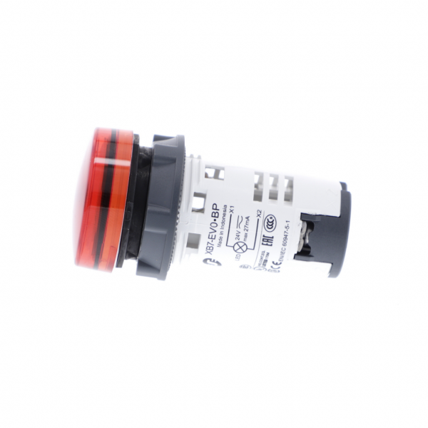 Harmony voyant rond - Ø22 - rouge - LED intégrée - 24V - H29mmxL29mmxP54mm - diamètre de fixation : 22mm - IP20, IP65 - visuel 4