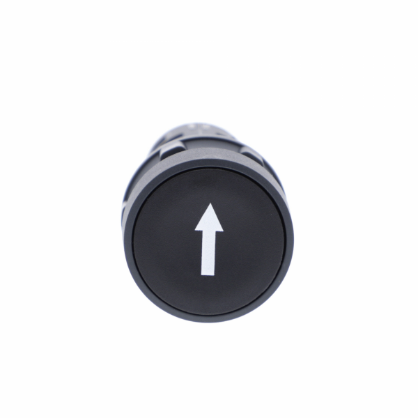 Harmony - bouton-poussoir affleurant - Ø22 - blanc - 1F - noir - flèche haute - H29mmxL29mmxP51,5mm - diamètre de fixation : 22mm - IP20, IP65 - rappel à ressort - visuel 1