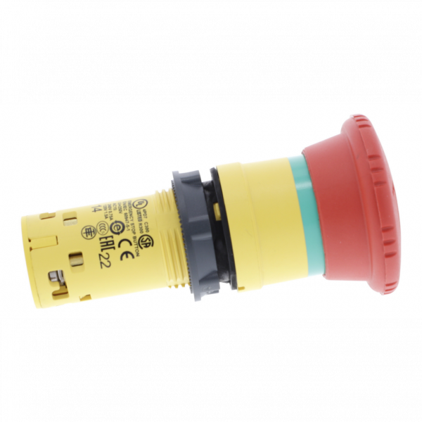 Harmony arrêt d'urgence - rouge Ø40mm - Ø22 - tourner pour déverrouiller - 1O+1F - H40mmxL40mmxP72mm (hors tout CAO) - diamètre de fixation : 22mm - IP20, IP65 - visuel 3