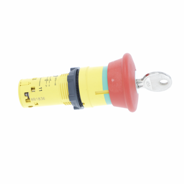 Harmony - arrêt d'urgence - rouge Ø40mm - Ø22 - déverrouillage à clé - 2O - H40mmxL40mmxP72mm - clé 455 - borniers à vis - profil de l'unité de commande : rouge coup de poing Ø 40mm, non marqué - visuel 3