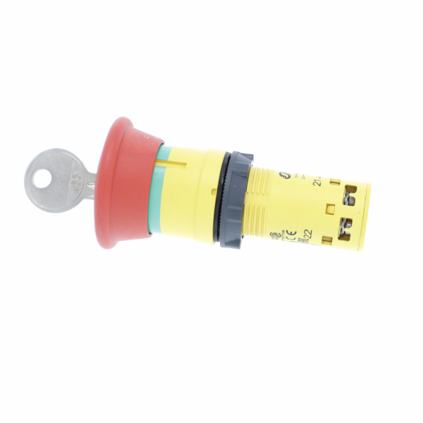 Harmony - arrêt d'urgence - rouge Ø40mm - Ø22 - déverrouillage à clé - 2O - H40mmxL40mmxP72mm - clé 455 - borniers à vis - profil de l'unité de commande : rouge coup de poing Ø 40mm, non marqué - visuel 4