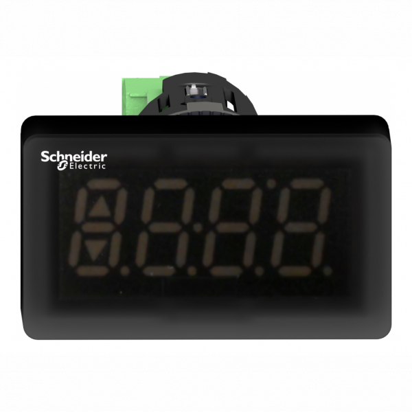 Harmony - compteur numérique affichage LED vert - DEL 7 segments - H29,5mmxL51,5mmxP78,5mm - IP65 - tension sortie logique : 30 V CC - courant de sortie : 0,5 A - diamètre de fixation : 22,5mm - visuel 1