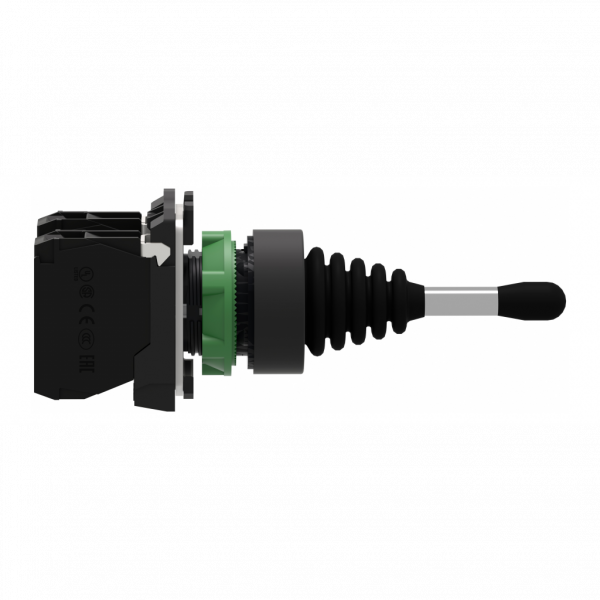 Harmony - manipulateur Ø22 - 2 positions à rappel vers 0 position - 1 F - H47mmxL30mmxP108mm - diamètre de fixation : 22mm - plastique (collerette et embase de fixation) - IP66 - 2 sens - tige opérationnelle 54 mm longueur - visuel 3