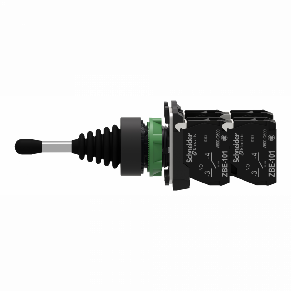 Harmony - manipulateur Ø22 - 4 positions à rappel vers 0 position - 1 F - H47mmxL30mmxP132mm - diamètre de fixation : 22mm - plastique (collerette et embase de fixation) - IP66 - 4 sens - tige opérationnelle 54 mm longueur - visuel 4