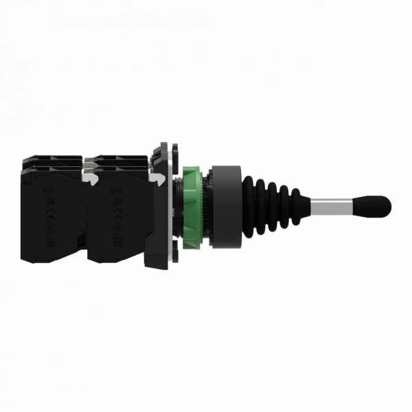 Harmony - manipulateur Ø22 - 4 positions à rappel vers 0 position - 1 F - H47mmxL30mmxP132mm - diamètre de fixation : 22mm - plastique (collerette et embase de fixation) - IP66 - 4 sens - tige opérationnelle 54 mm longueur - visuel 3