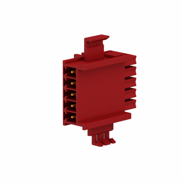 Preventa XPSMCM - connecteur pour bus fond de panier - connecteur de bus d'extension de carte mère - raccordement : 1 connecteur mâle et femelle - 5-broches pour connecteur enfichable panneau arrière - supp. montage : Oméga rail DIN 35 mm - visuel 3