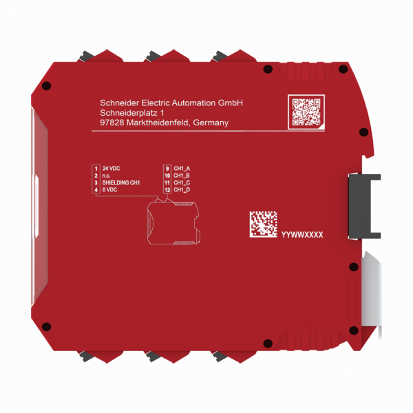 Preventa - contrôleur XPSMCM - 8 entrées 2 sorties - bornier à ressort - H99mmxL22,5mmXP114,5mm - IP20 - tension d'alimentation : 24 V - 20...20 % CC - courant de sortie logique : 400 mA - visuel 4
