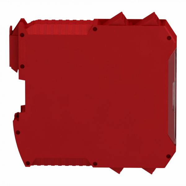 Preventa XPSMCM - module d'extension 4 sorties relais connecteur à vis - H99mmxL22,5XP114,5mm - IP20 - sorties : 4 relais - sorties TOR : 8 statiques à 125mA (diag.) - fonction : surveillance des actionneurs de sécurité pour sortie relais - visuel 3