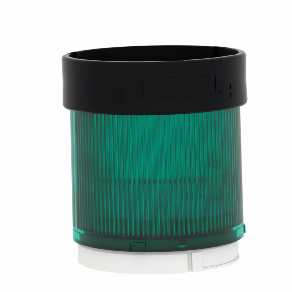 Harmony XVBC - élément lumineux - fixe - vert - 250V max - H63mm(hors tout CAO)xL70mm(hors tout CAO)xP70mm(hors tout CAO) - diam. fix. : 70mm - lampe : incandes. av. BA 15d base, DEL protégée - montage client, jusqu'à 5 unités - IP65, IP66 - visuel 2