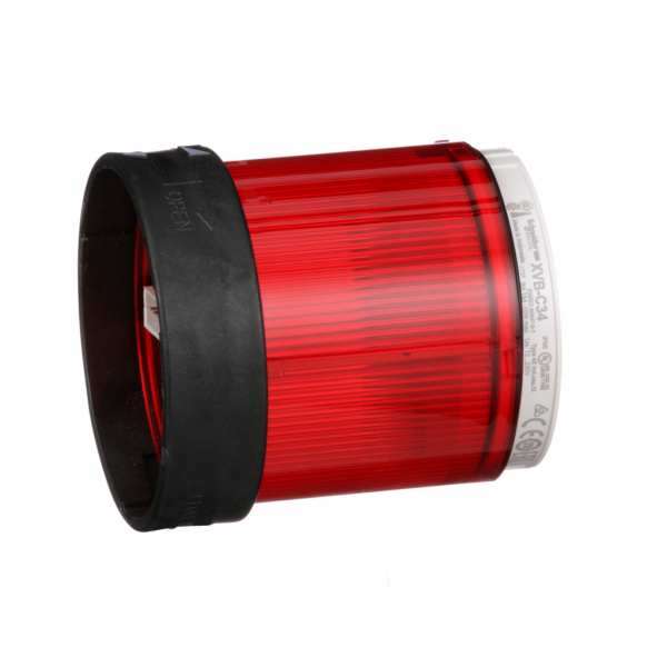 Harmony XVBC - élément lumineux - fixe - rouge - 250V max - H63mm(hors tout CAO)xL70mm(hors tout CAO)xP70mm(hors tout CAO) - diam. fix. : 70mm - lampe : incandes. av. BA 15d base, DEL protégée - montage client, jusqu'à 5 unités - IP65, IP66 - visuel 1