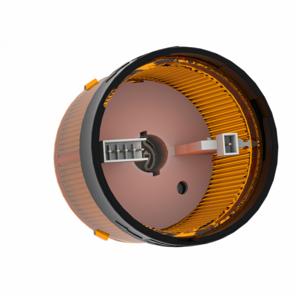 Harmony XVBC - élément lumineux - fixe - orange - 250V max - H63mm(hors tout CAO)xL70mm(hors tout CAO)xP70mm(hors tout CAO) - diam. fix. : 70mm - lampe : incandes. av. BA 15d base, DEL protégée - montage client, jusqu'à 5 un. - IP65, IP66 - visuel 4