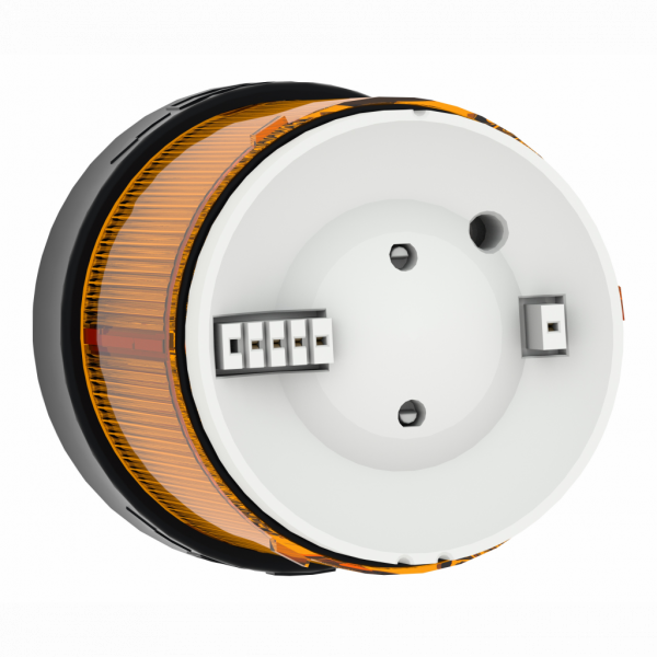Harmony XVBC - élément lumineux - fixe - orange - 250V max - H63mm(hors tout CAO)xL70mm(hors tout CAO)xP70mm(hors tout CAO) - diam. fix. : 70mm - lampe : incandes. av. BA 15d base, DEL protégée - montage client, jusqu'à 5 un. - IP65, IP66 - visuel 3