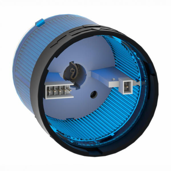 Harmony XVBC - élément lumineux - fixe - bleu - 250V max - H63mm(hors tout CAO)xL70mm(hors tout CAO)xP70mm(hors tout CAO) - diam. fix. : 70mm - lampe : incandes. av. BA 15d base, DEL protégée - montage client, jusqu'à 5 un. - IP65, IP66 - visuel 4