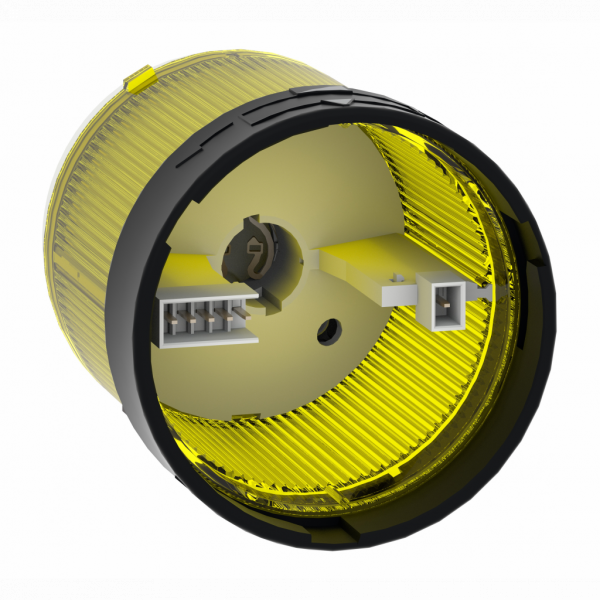 Harmony XVBC - élément lumineux - fixe - jaune - 250V max - H63mm(hors tout CAO)xL70mm(hors tout CAO)xP70mm(hors tout CAO) - diam. fix. : 70mm - lampe : incandes. av. BA 15d base, DEL protégée - montage client, jusqu'à 5 un. - IP65, IP66 - visuel 4