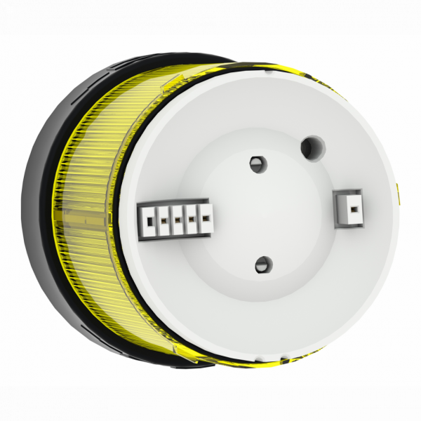 Harmony XVBC - élément lumineux - fixe - jaune - 250V max - H63mm(hors tout CAO)xL70mm(hors tout CAO)xP70mm(hors tout CAO) - diam. fix. : 70mm - lampe : incandes. av. BA 15d base, DEL protégée - montage client, jusqu'à 5 un. - IP65, IP66 - visuel 3