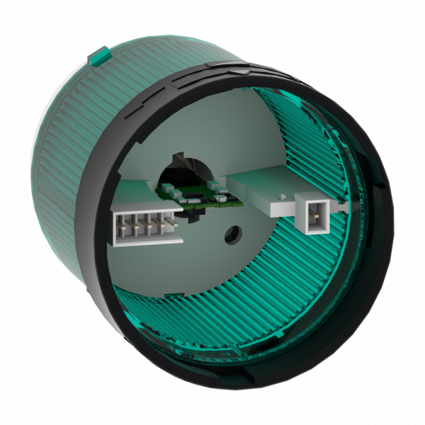 Harmony XVBC - élément lumin. Ø70 - DEL - fixe avec diffuseur - 24VACDC - vert - H63mm(hors tout CAO)xL70mm(hors tout CAO)xP70mm(hors tout CAO) - diamètre de fixation : 70mm - DEL protégée - montage du client, jusqu'à 5 unités - IP65, IP66 - visuel 4