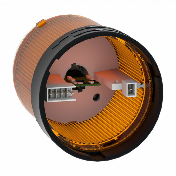 Harmony XVB - élément lumin. Ø70 - DEL - fixe avec diffuseur - 24VACDC - orange - H63mm(hors tout CAO)xL70mm(hors tout CAO)xP70mm(hors tout CAO) - diamètre de fixation : 70mm - DEL protégée - montage du client, jusqu'à 5 unités - IP65, IP66 - visuel 4