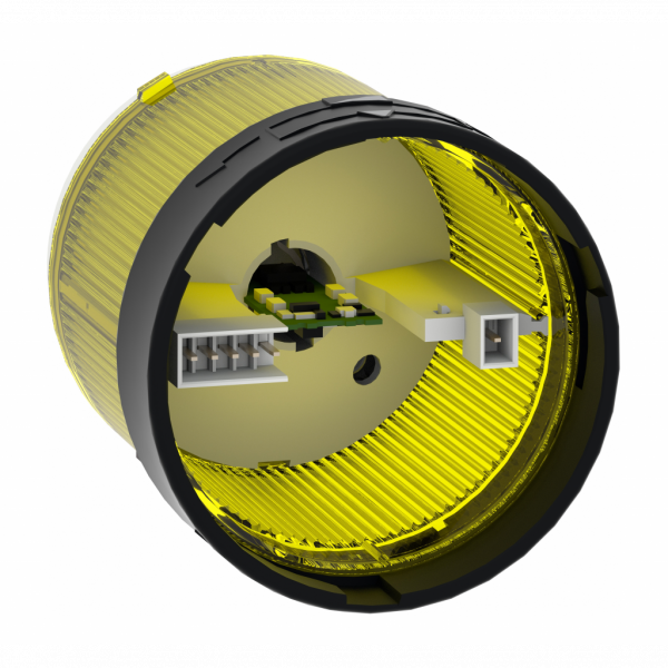 Harmony XVBC - élément lumineux - clignotante - jaune - 24..48Vcc 24Vca - H63mm(hors tout CAO)xL70mm(hors tout CAO)xP70mm(hors tout CAO) - diam. fix. : 70mm - lampe : incandes. av. BA 15d base, DEL protégée, incandescent - IP65, IP66 - visuel 4