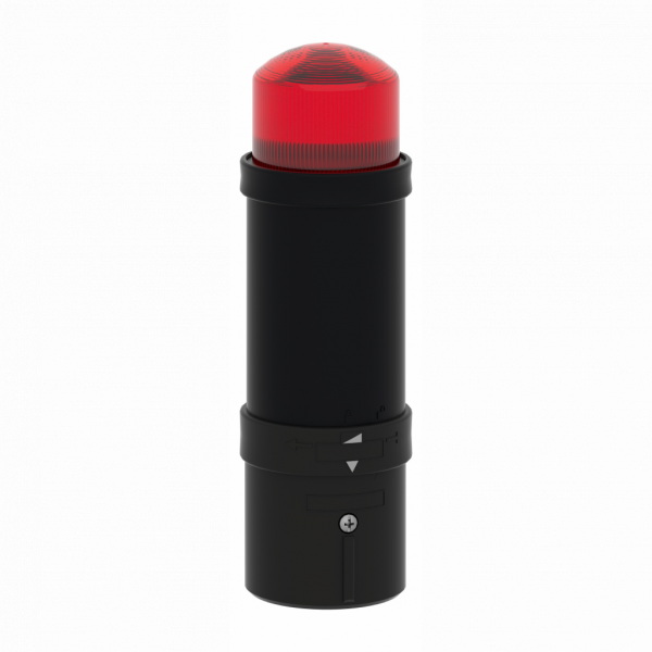 Harmony XVB - balise complète - flash 5J - rouge - 24Vca/cc - IP65, IP66 - H232mmxL70mmxP70mm (hors tout CAO) - balise et colonne de signalisation : unité de base directement ou fixation tube, unité lumineuse - lampe: tube de décharge flash - visuel 1