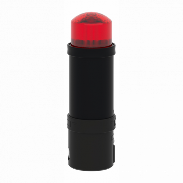 Harmony XVB - balise complète - flash 5J - rouge - 24Vca/cc - IP65, IP66 - H232mmxL70mmxP70mm (hors tout CAO) - balise et colonne de signalisation : unité de base directement ou fixation tube, unité lumineuse - lampe: tube de décharge flash - visuel 3