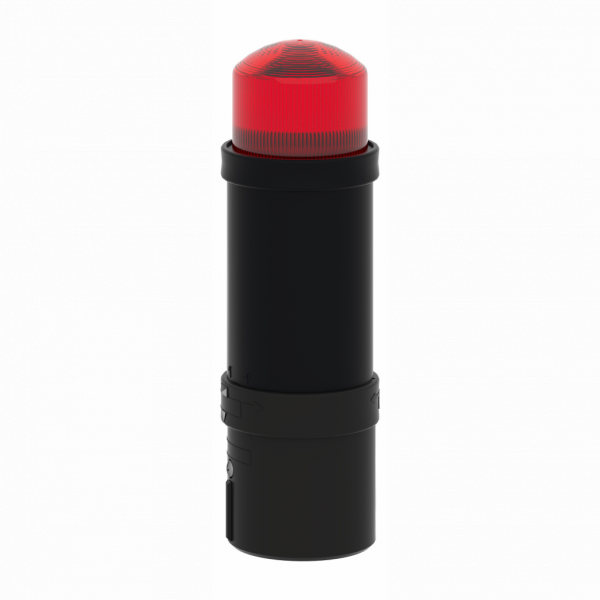 Harmony XVB - balise complète - flash 5J - rouge - 24Vca/cc - IP65, IP66 - H232mmxL70mmxP70mm (hors tout CAO) - balise et colonne de signalisation : unité de base directement ou fixation tube, unité lumineuse - lampe: tube de décharge flash - visuel 4