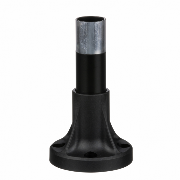 Harmony XVB - tube support+pied de fixation L=80mm - aluminium noir - pour balises et colonnes de signalisation Ø 70 mm - hauteur sous unité de base : 80 mm - avec plaque de fixation noire en plastique, tube support aluminium Ø 25 mm - visuel 3