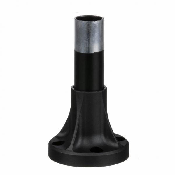 Harmony XVB - tube support+pied de fixation L=80mm - aluminium noir - pour balises et colonnes de signalisation Ø 70 mm - hauteur sous unité de base : 80 mm - avec plaque de fixation noire en plastique, tube support aluminium Ø 25 mm - visuel 1