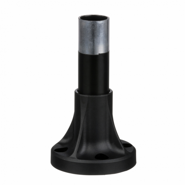 Harmony XVB - tube support+pied de fixation L=80mm - aluminium noir - pour balises et colonnes de signalisation Ø 70 mm - hauteur sous unité de base : 80 mm - avec plaque de fixation noire en plastique, tube support aluminium Ø 25 mm - visuel 2