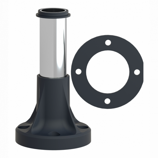 Harmony XVB - tube support+pied de fixation L=80mm - aluminium - pour balises et colonnes de signalisation Ø 70 mm - hauteur sous unité de base : 80 mm - avec plaque de fixation noire en plastique, tube support aluminium Ø 25 mm - visuel 1