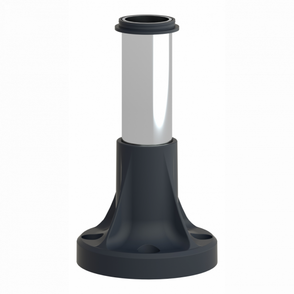 Harmony XVB - tube support+pied de fixation L=80mm - aluminium - pour balises et colonnes de signalisation Ø 70 mm - hauteur sous unité de base : 80 mm - avec plaque de fixation noire en plastique, tube support aluminium Ø 25 mm - visuel 3