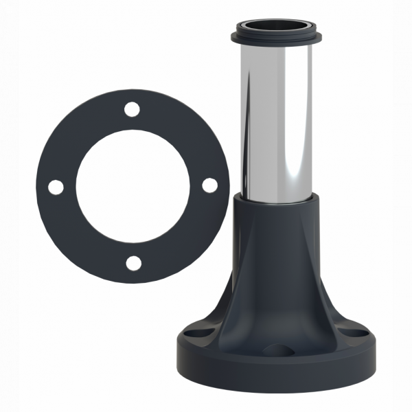 Harmony XVB - tube support+pied de fixation L=80mm - aluminium - pour balises et colonnes de signalisation Ø 70 mm - hauteur sous unité de base : 80 mm - avec plaque de fixation noire en plastique, tube support aluminium Ø 25 mm - visuel 2