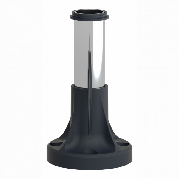 Harmony XVB - tube support+pied de fixation L=80mm - aluminium - pour balises et colonnes de signalisation Ø 70 mm - hauteur sous unité de base : 80 mm - avec plaque de fixation noire en plastique, tube support aluminium Ø 25 mm - visuel 4